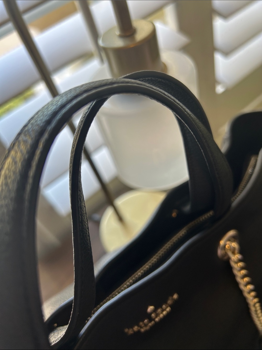 kate spade Infinite Black Pebbled Leather Tote w\Silver Chain Straps- like new - Picture 6 of 14